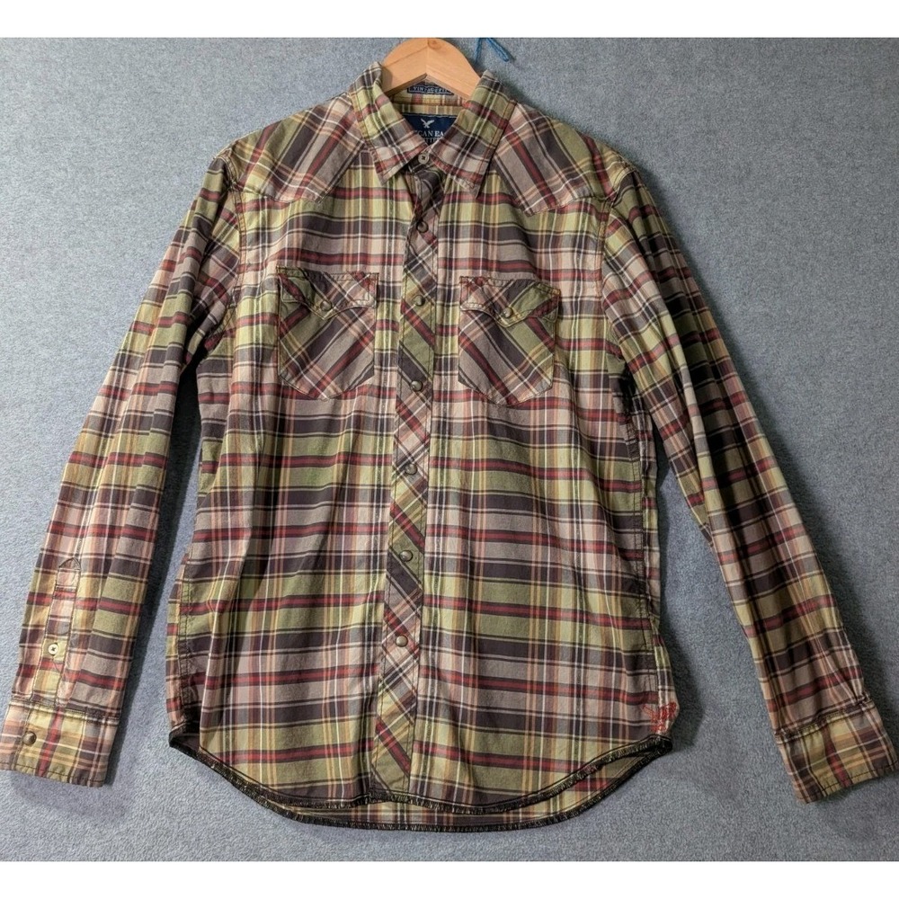 American Eagle Outfitters Vintage Fit Plaid Western Shirt Men's Medium Y2K VTG